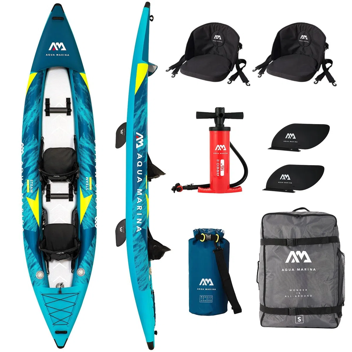 Aqua Marina kajak aufblasbar | Inflatable 2 Personen Kayak Steam-412 | 412x90 cm | Technologie: Drop Stitch