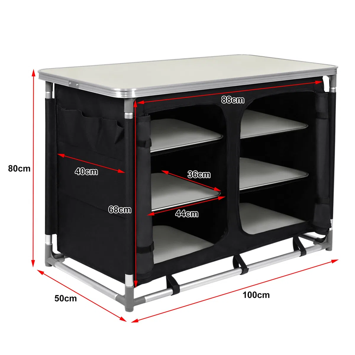 LZQ Campingküche Faltbar Campingschrank Klappbar Camping Küche mit Aluminiumgestell inkl. Tragetasche, Tragbar Campingküche Schrank Zeltschrank für Camping Reisen Garten Balkon Party (Type C)
