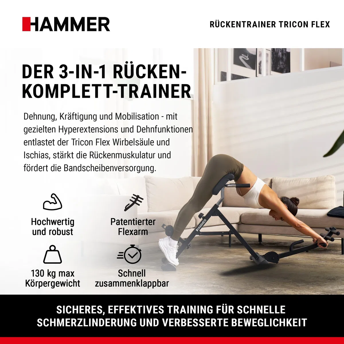 HAMMER Tricon – Rückentrainer Hyperextension Bank Multifunktionale Trainingsgeräte Bauchtrainer