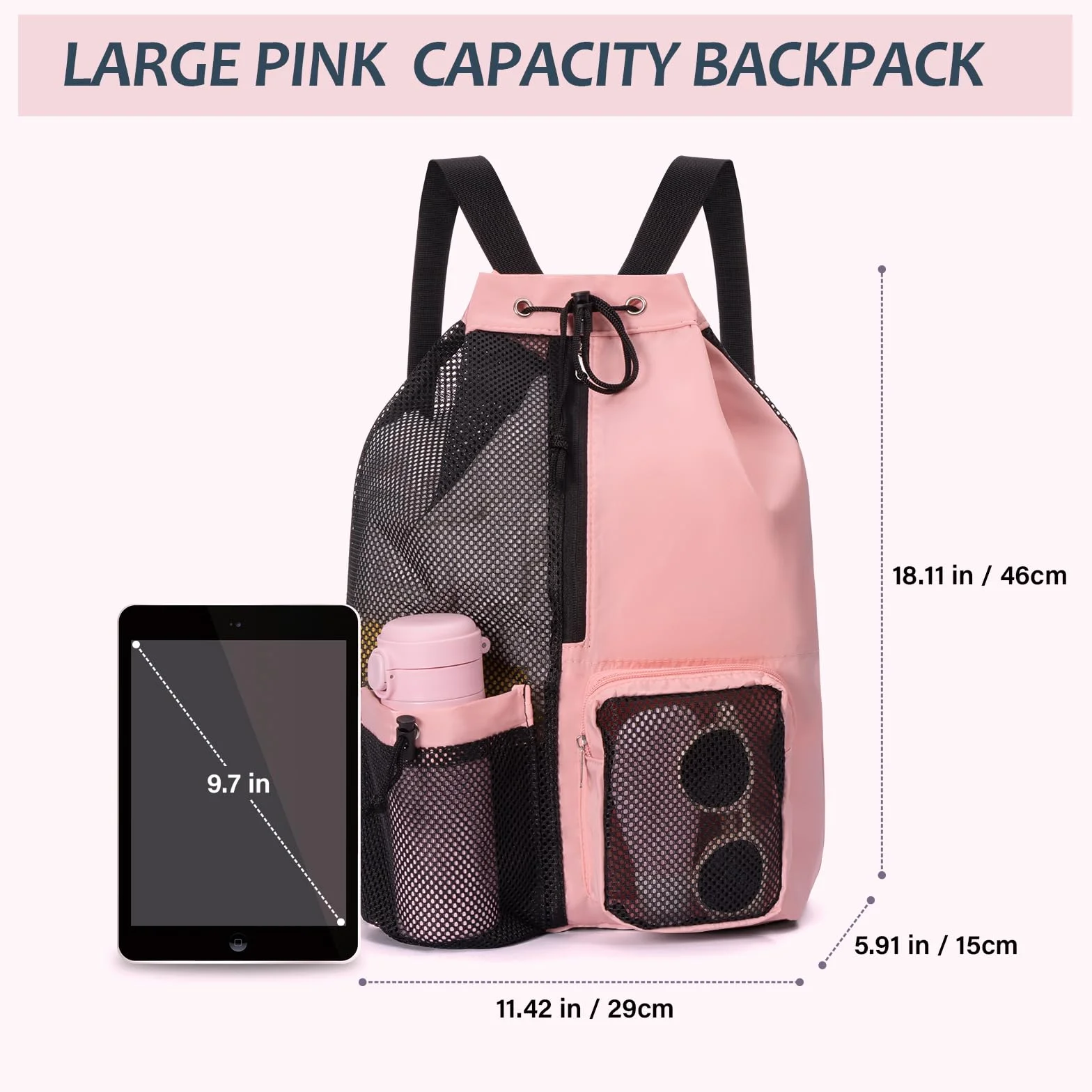 Mesh Schwimmrucksack Wasserdicht Sport Rucksäcke, Turnbeutel Schwimmbeutel Schwimm-Rucksack Große Kapazität, Schwimmtasche mit Mädchen Herren für Schwimm Fitness Training Sausrüstu