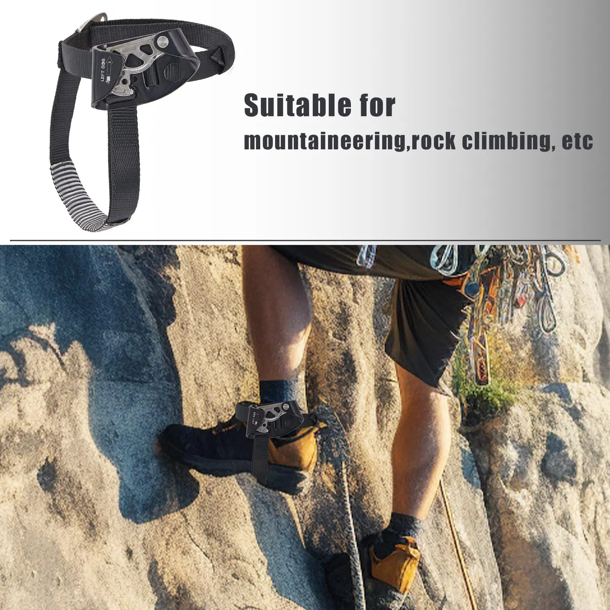 SOB Steigklemme Klettern Fußlift Rechts und Links für Bergsteigen, Klettern, Feuerrettung oder technischer Schutz Foot Ascender