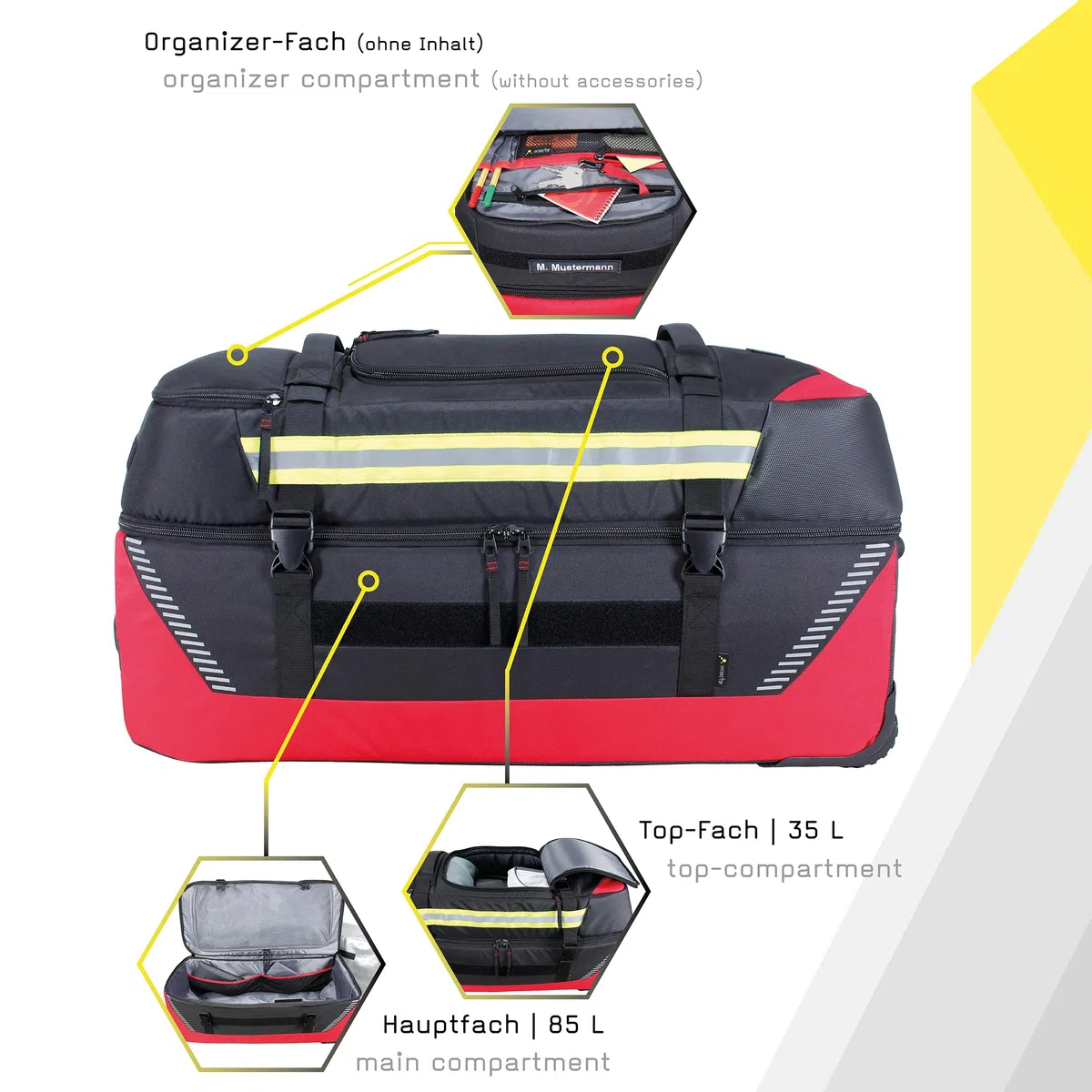 tee-uu JUMBOBAG Trolleytasche (inkl. 2 Reflexstreifen Rettungsdienst)