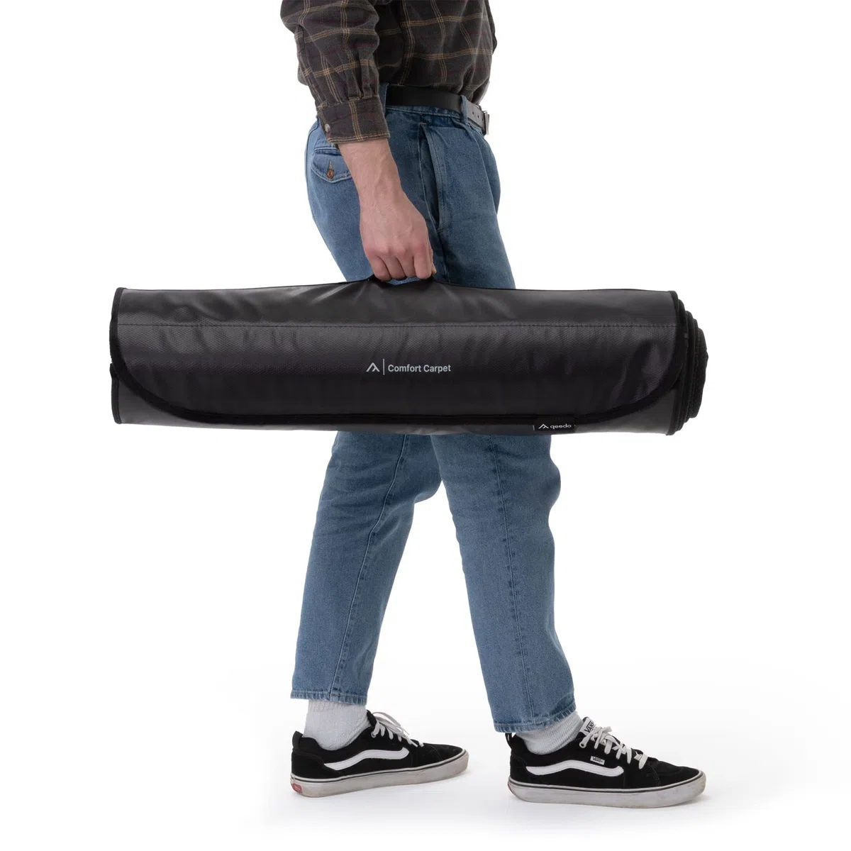 qeedo Comfort Carpet Zeltteppich in 3 Größen, Anti-Rutsch-Beschichtung, integrierte Schuhablage, Roll-in-Bag