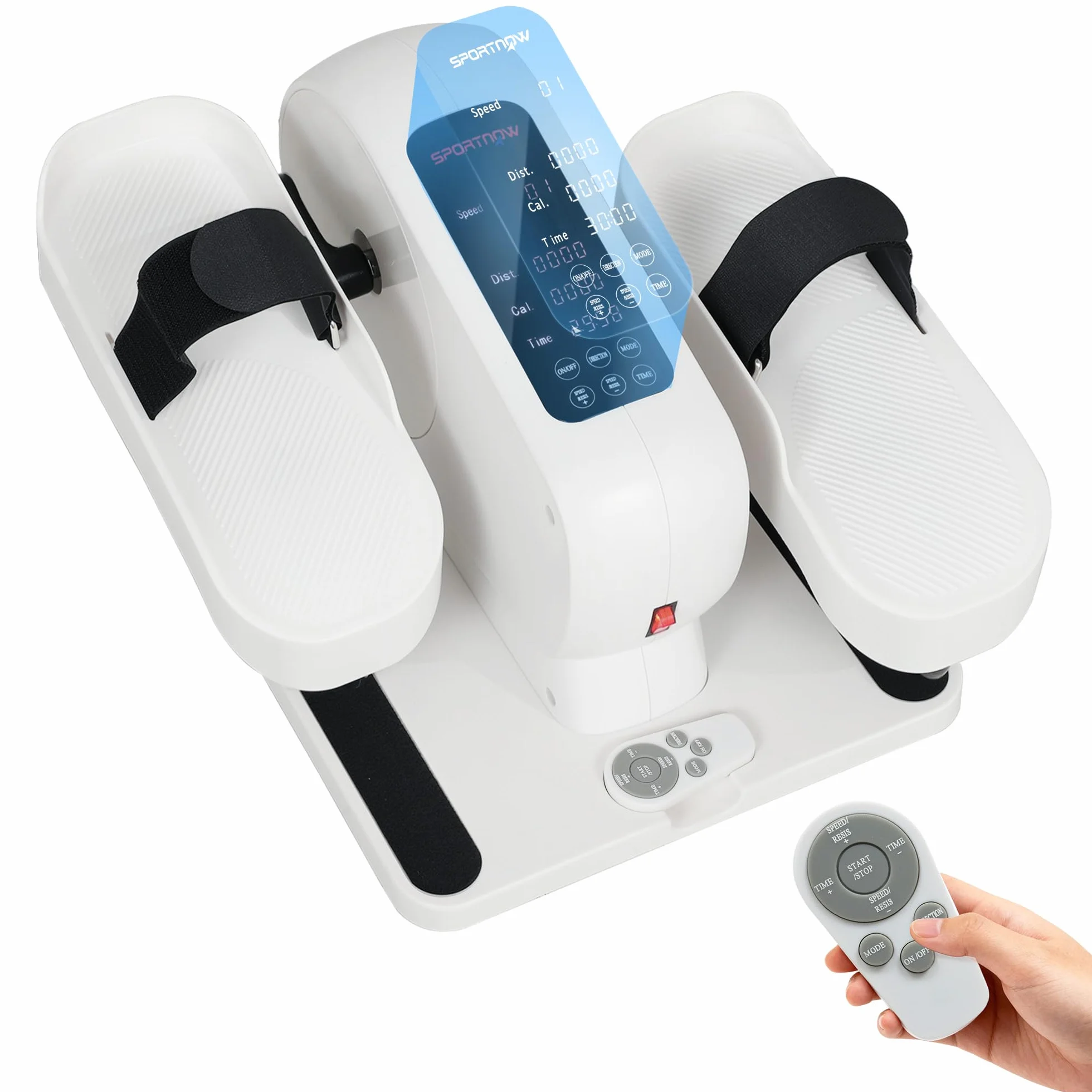SPORTNOW Mini Ellipsentrainer Elektrischer Crosstrainer 12 Geschwindigkeiten 7 Widerstand Fernbedienung LED-Display rutschfest Leise Beintrainer