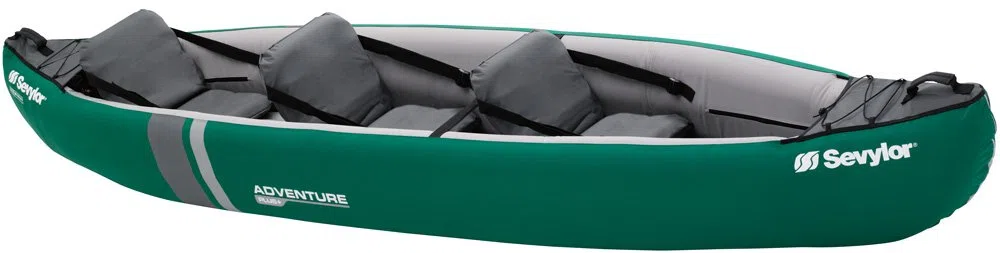 Sevylor Adventure Plus Kanu; aufblasbares Kanu für 2 Personen + 1 Kind, Faltkajak mit robuster Polyester Außenhülle, hohe Stabilität auf dem Wasser