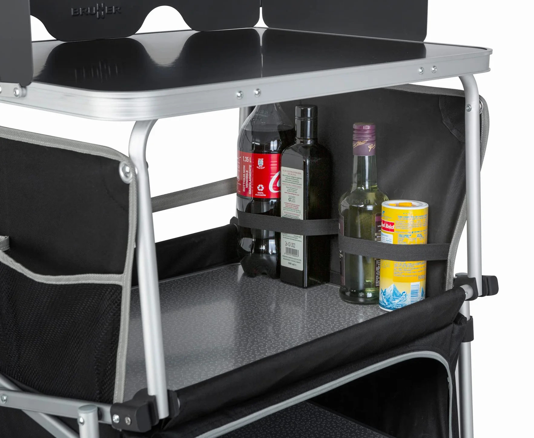 Brunner 0422097N.C03 Kitchenette, Küchenmöbel, für Camping, oder Veranden, Caravan, kompakt, faltbar, Farbe Schwarz, witterungsbeständig