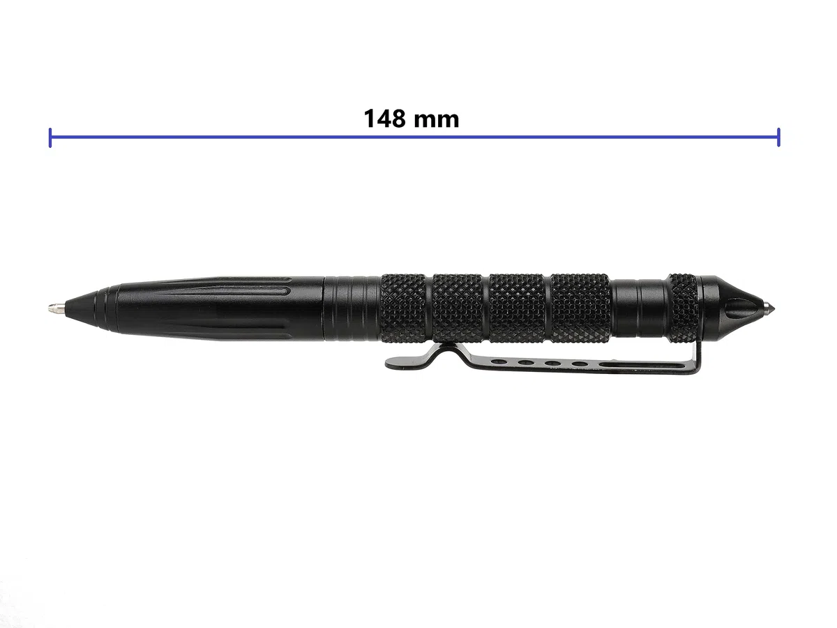 Tactical Pen - Taktischer Kugelschreiber - mit Glasbrecher und Selbstverteidigungs-Tool Kubotan - Multifunktional - EDC - Schwarz