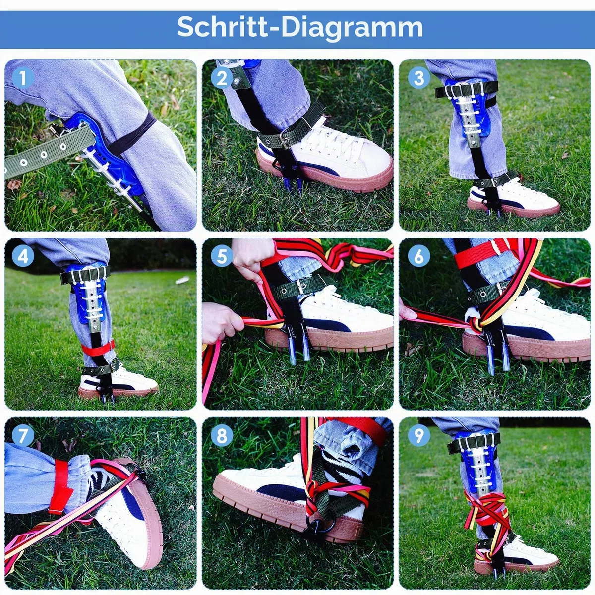 Baumklettern Ausrüstung Set,Höhen Verstellbar Tree Climbing Spike, Halteseil Steigeisen Klettergurt,Tree Climbing Spike Baumkletterwerkzeug Sicherheitsgurt Fallschutz