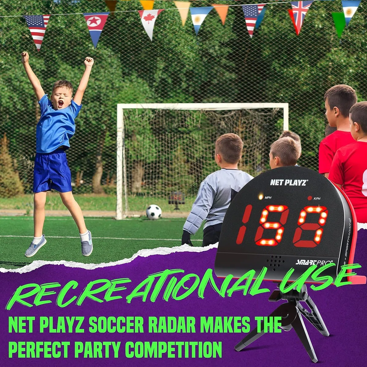 NET PLAYZ Unisex, Teenager Nis022132021 Smart Pro Soccer Speed Radar, Schwarz