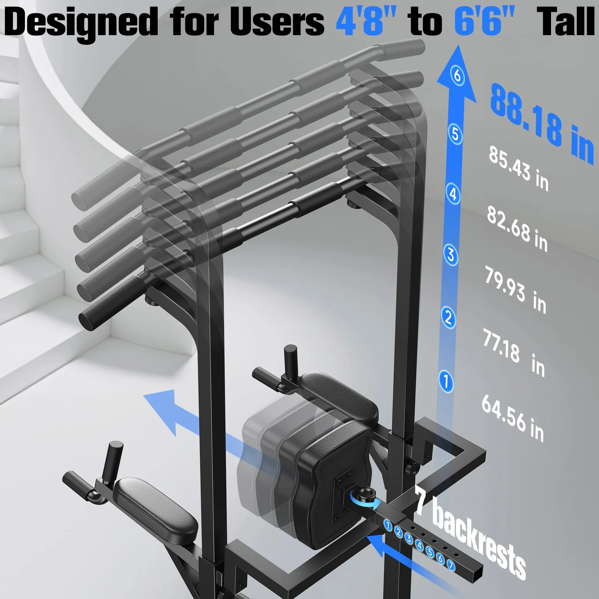 Sportsroyals Power Tower, Dip-Station, Klimmzugstange für das Krafttrainingsgerät im Heim-Fitnessstudio, 204 kg