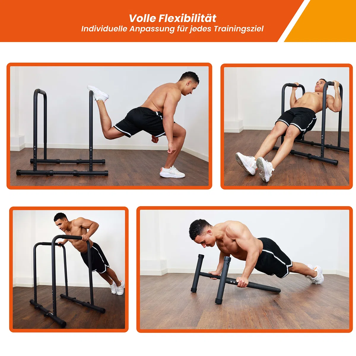 DH FitLife Dip Barren Bars | Dip Station | Kraftstation Fitnessgerät für Zuhause | Parallettes Calisthenics Training Equipment | Krafttraining 80-100 cm individuell verstellbar