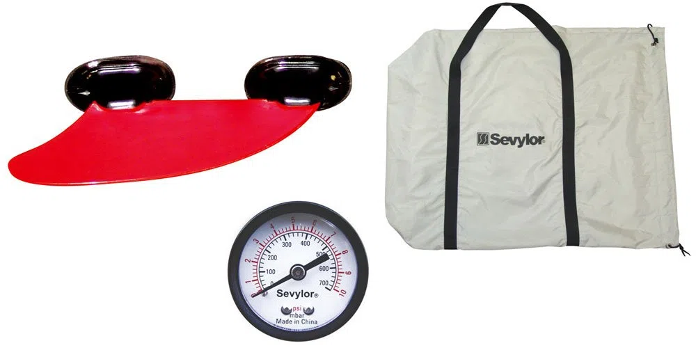 Sevylor Adventure Plus Kanu; aufblasbares Kanu für 2 Personen + 1 Kind, Faltkajak mit robuster Polyester Außenhülle, hohe Stabilität auf dem Wasser