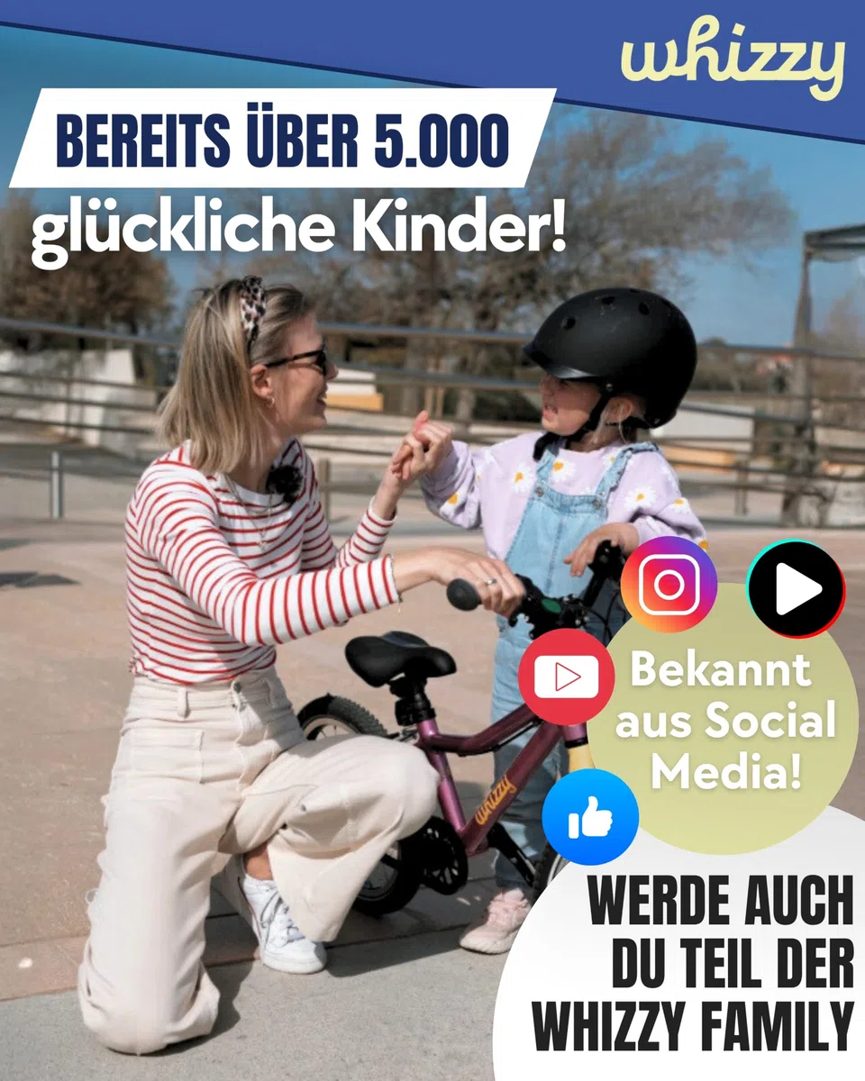 whizzy JuniorCruiser Kinderfahrrad 16 Zoll I Stilvolles Fahrrad für Kinder ab 3,5 Jahren I Höhenverstellbares Mädchen- & Jungen-Fahrrad I 6,5 kg leichtes Mountainbike mit ergonomischem Sattel