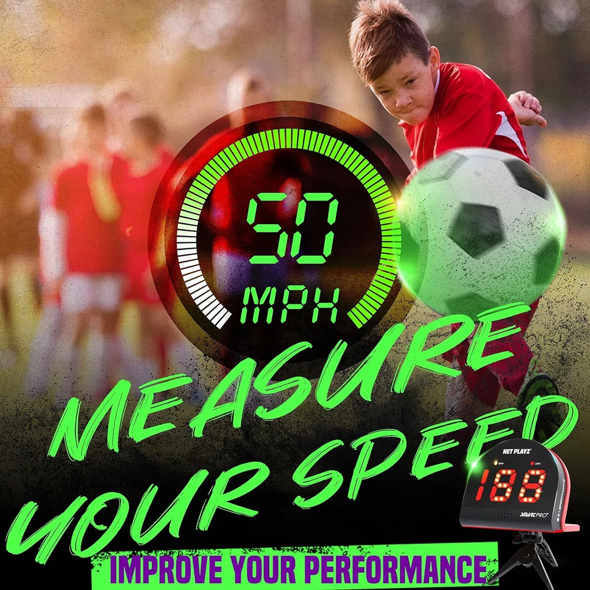 NET PLAYZ Unisex, Teenager Nis022132021 Smart Pro Soccer Speed Radar, Schwarz