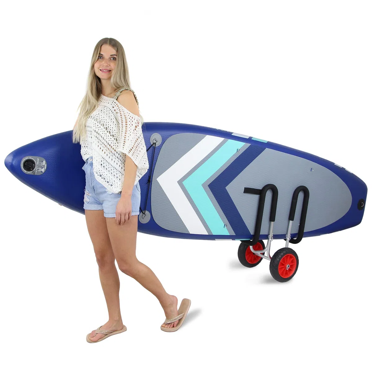 ALPIDEX SUP Transportwagen Stand Up Paddle Board Trolley Wagen Ø25 cm Breite Reifen Surfboard