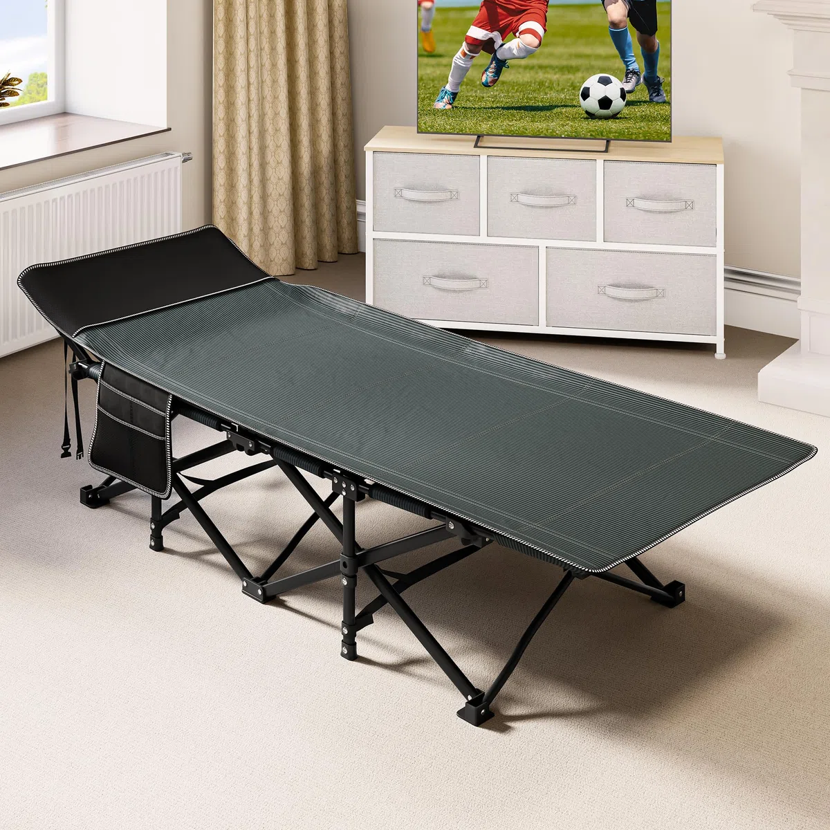 YITAHOME Feldbett Klappbar für Erwachsene, Robustes Campingbett 260 kg, Tragetasche, Schwarz