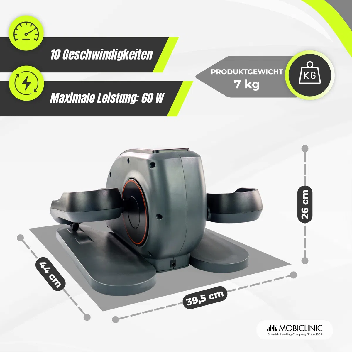Mobiclinic Mini Ellipsentrainer Heimtrainer 10 Geschwindigkeiten 3 Programme LCD-Display Einstellbarer Widerstand