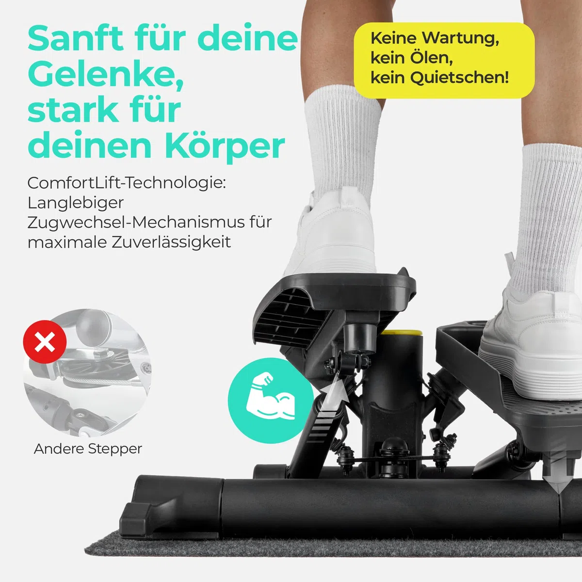 LANDWEHR Stepper für zuhause, Treppensteiger Fitnessgerät, bis 180kg belastbar, Stabile Stahlkonstruktion, Schwarz, Starte jetzt Dein Sicheres Training, von Trainern empfohlen!
