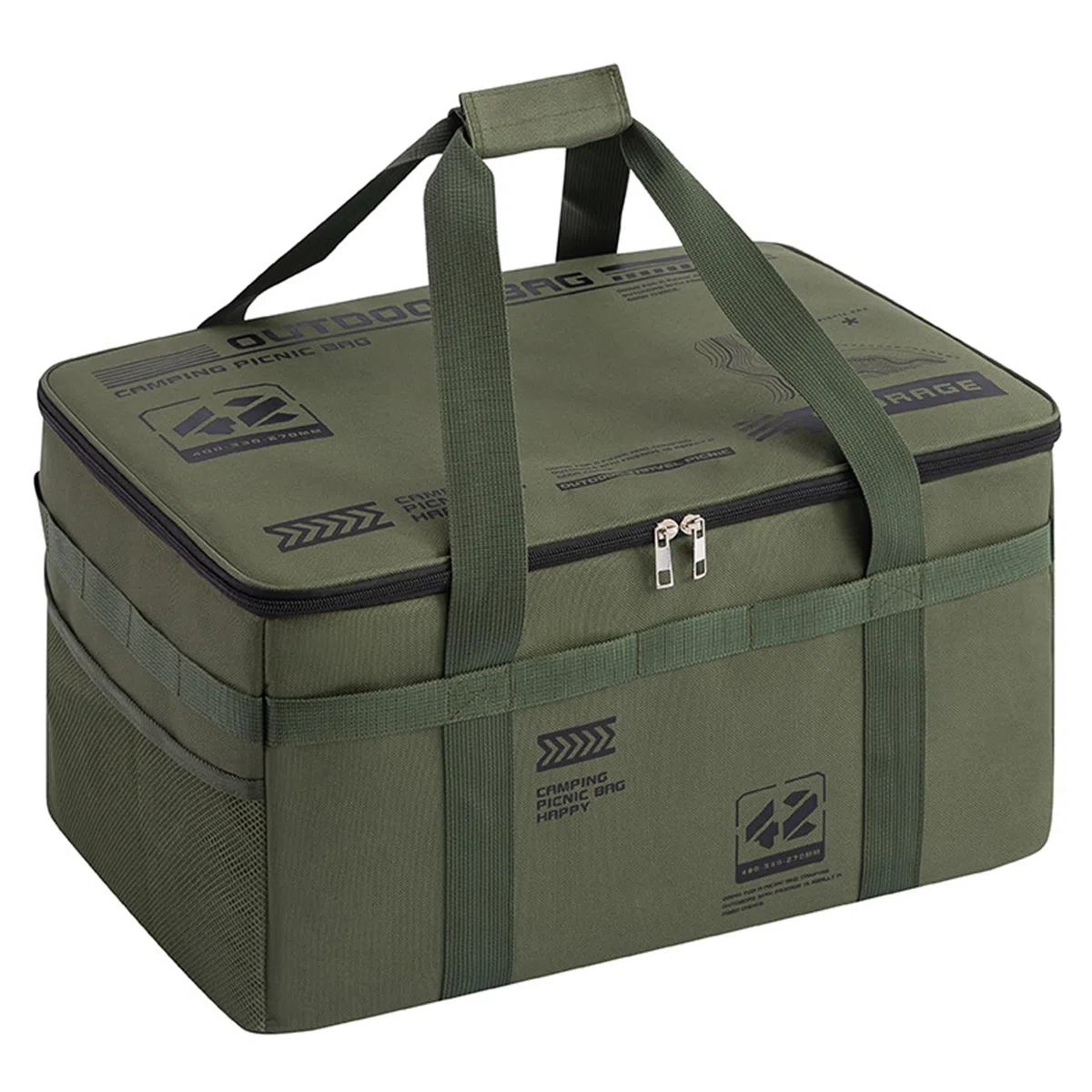 Camping-Aufbewahrungsbox, wasserdichte große Campingtasche, tragbarer Camp-Küchen-Organizer für den Außenbereich – 42 l grün, Aufbewahrungstasche