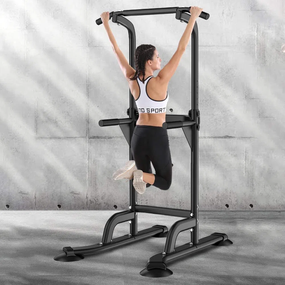 SogesHome Klimmzugstange Power Tower Übung Euipment für Zuhause Fitnessstudio Dip Station Höhenverstellbar Fitness Krafttraining Dip-Stationen