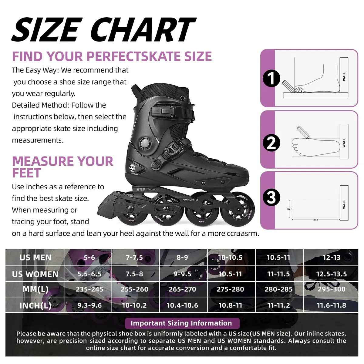 Inline Skates for Women Men, Roller Skate Blade Adult Male Female, Professional Fitness Roller Skates Blades for Unisex