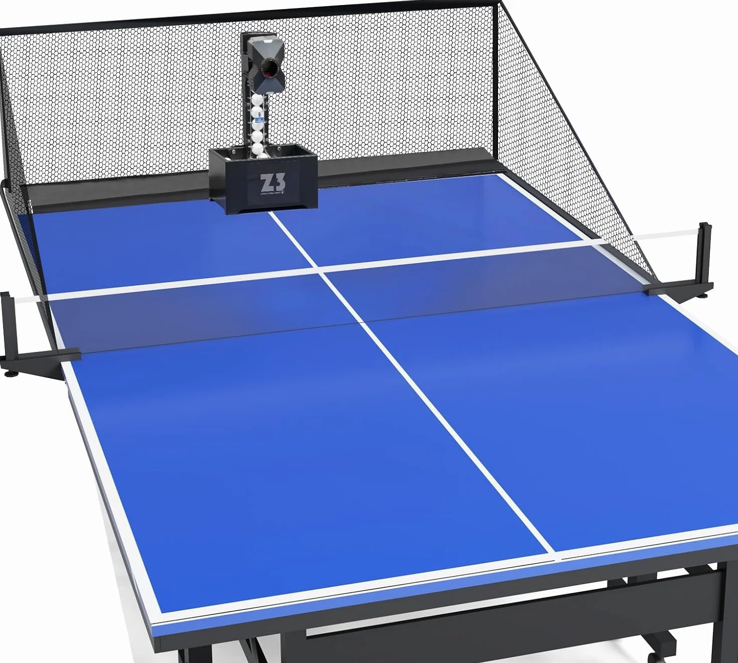OUKANING Automatische Tischtennismaschine mit Fernbedienung 100 Bälle & Netz, Tischtennis-Roboter, Ping Pong Ball Wurfmaschine 35-90 Balls/Min, 10 Modi & Doppelrad-System, Ping Pong Ball Maschine