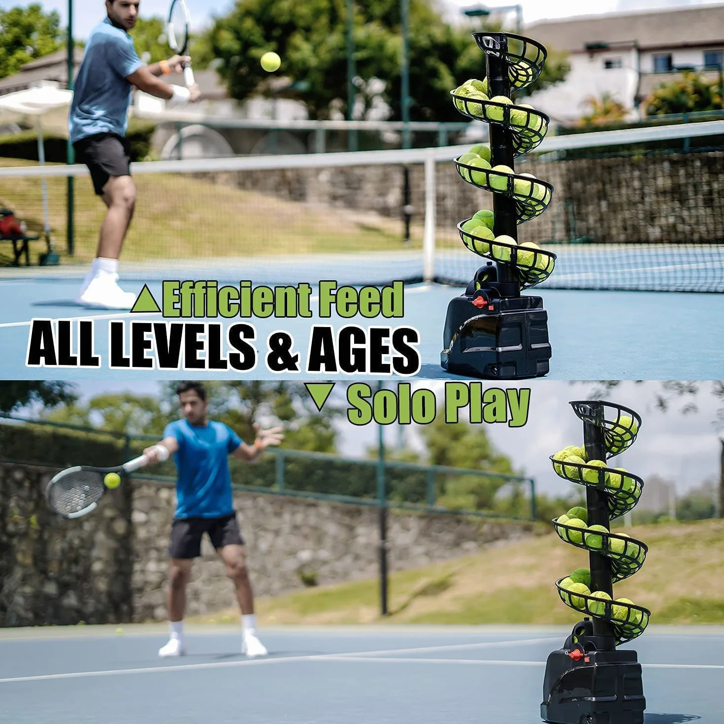 Tennisbälle Maschine(Maximal 30Bälle),Tennisball Trainer für selbsttraining,Anfänger/Kinder/Lehrer/Zuhause/Gericht,genaue effiziente Ballwurfmaschinen für alle Stufen/Alter,AC&Batterie&USB-Kabel