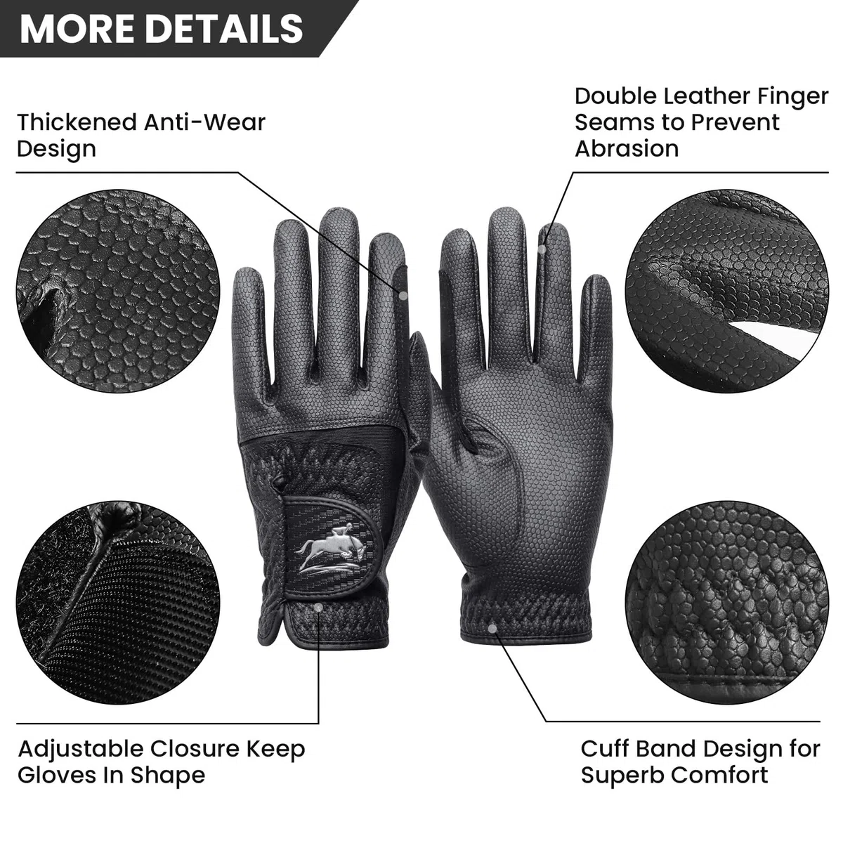 FINGER TEN Reithandschuhe Damen Handschuhe Reiten Synthetische Leder Schlange Haut Design Paar, Damen Reiten Handschuhe Stretch Stoff Griff Bequemer für die ganze Saison