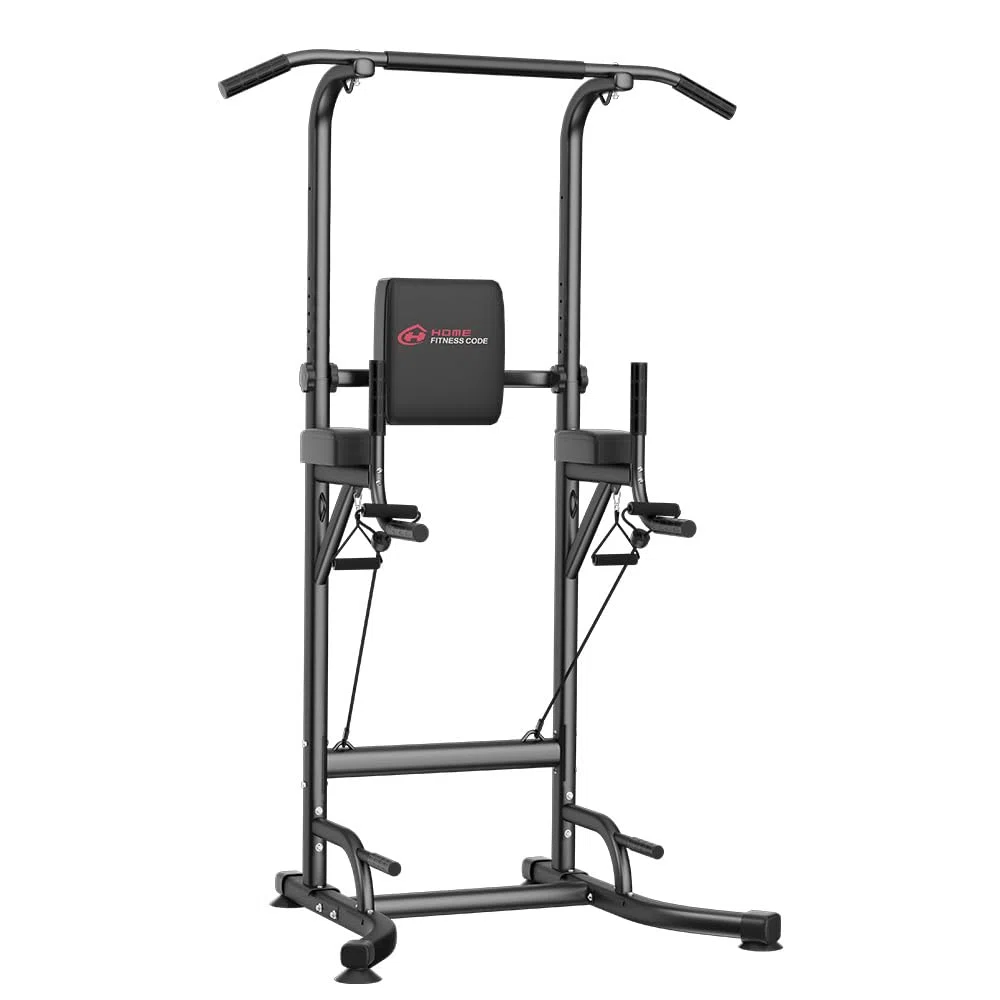 Power Tower Klimmzug- & Dip-Station für das Heim-Fitnessstudio – Verstellbare Höhenspanne, 150 kg Tragkraft mit rutschfesten Saugnäpfen, H-Stahl-Basis Power Rack