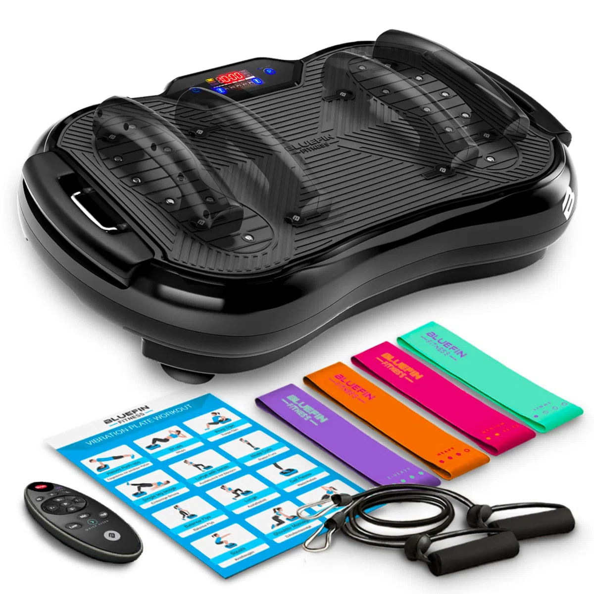 Bluefin Fitness Ultra Slim Power Vibrationsplatte, 5 Programme + 180 Stufen, Ganzkörpertraining, Geräuscharmes Heimfitnessgerät, Einfach zu verstauen, Kompaktes Design