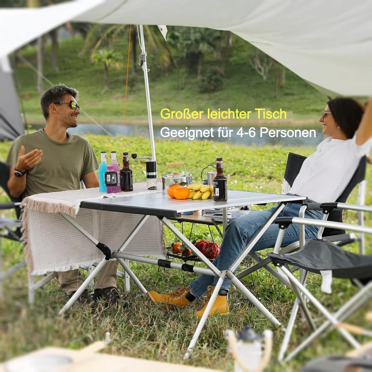 KingCamp Aluminium Campingtisch Klapptisch Couchtisch Gartentisch Tisch Leicht für 4-6 Personen