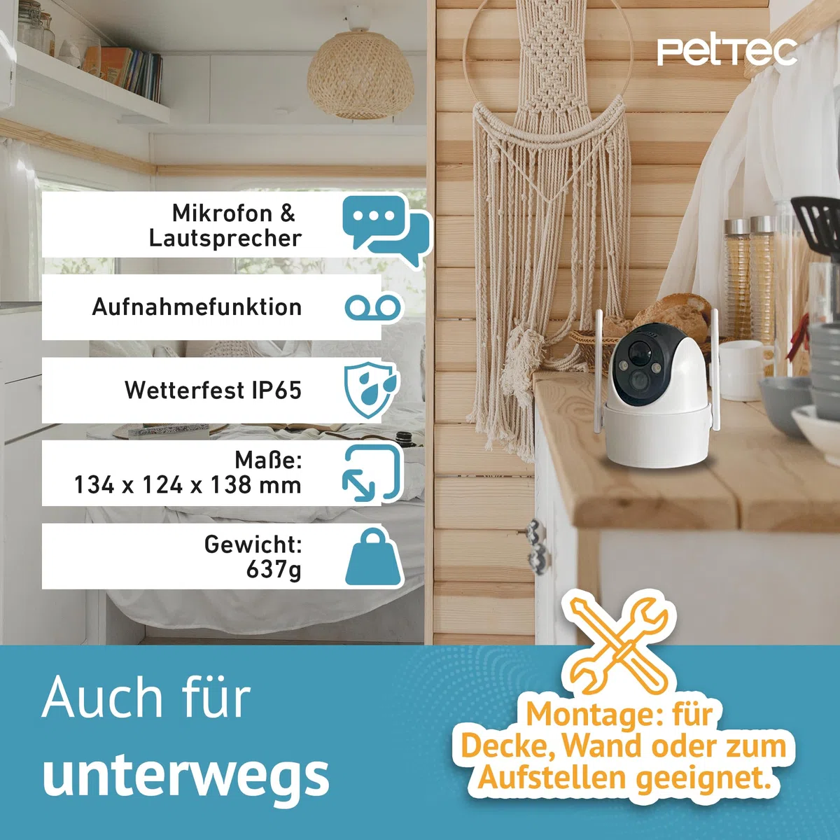 PetTec Solar Panel 4,4W für Überwachungskamera und Pet Cam mit LTE Weiß