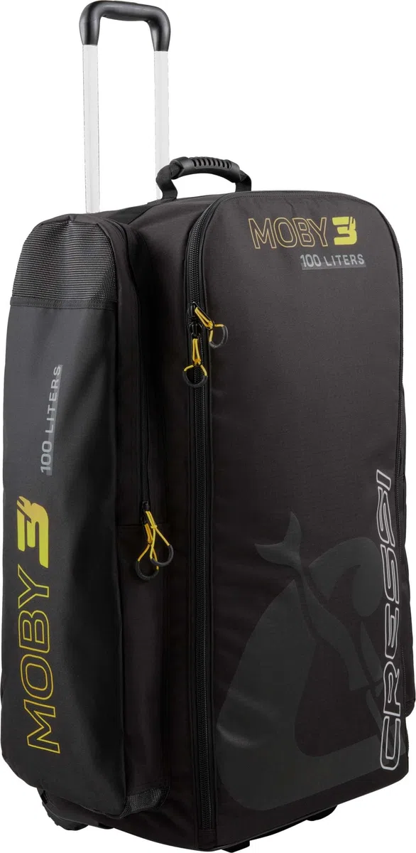 Cressi Moby 3 Trolley Bag Black/Yellow 100 L - Robuste und Geräumige Trolley Tasche ideal für Sportliche Aktivitäten und Reisen, Schwarz/Gelb, 100 L, Unisex