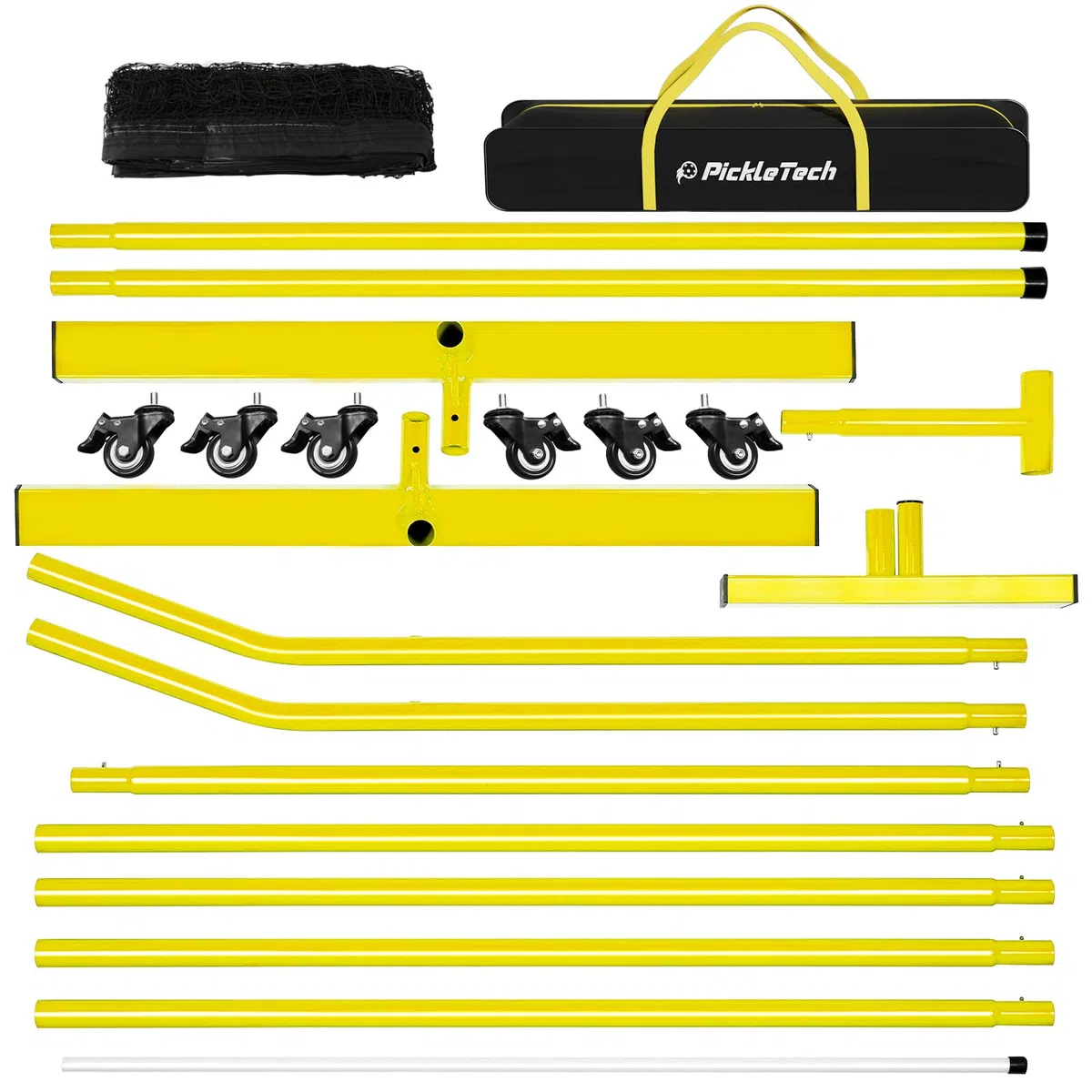 PICKLETECH - Tragbares Pickleball-Netz mit Rollen - 6,7 m - USAPA-Standards - Indoor & Outdoor - Mit Transporttasche - Pickleball-Ausrüstung