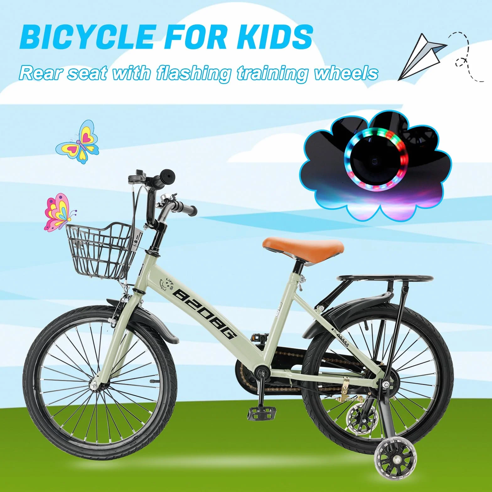 18 Zoll Kinderfahrrad, Hochwertiger Kohlenstoffstahlrahmen, Verstellbarer Sitz & Lenker, Doppelbremsen, Integrierte Naben, Abnehmbarer Korb, Stützräder, Komfortabler Sattel, Jungen/Mädchen Fahrrad