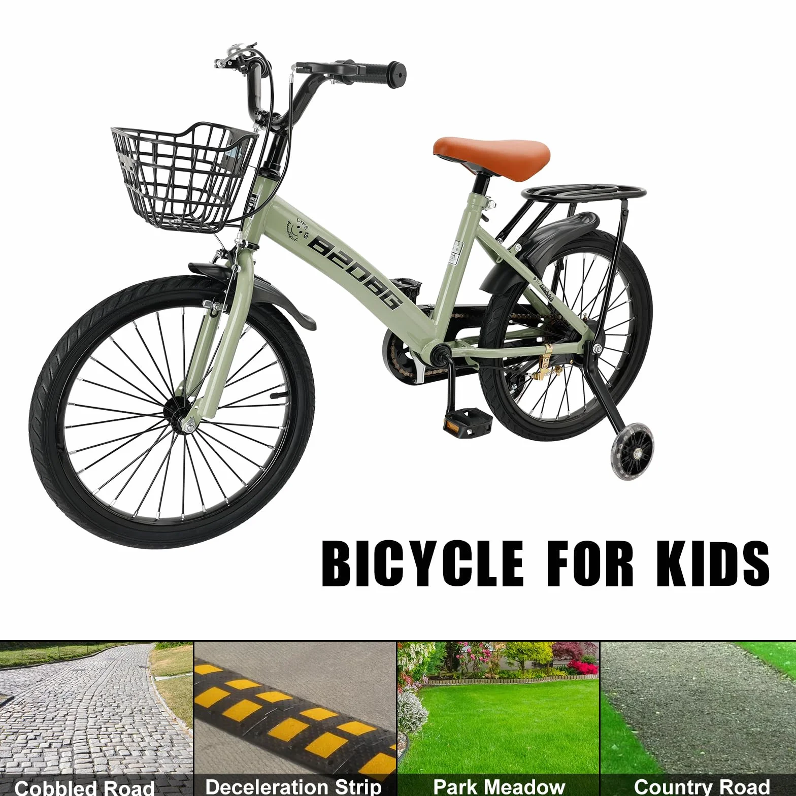 18 Zoll Kinderfahrrad, Hochwertiger Kohlenstoffstahlrahmen, Verstellbarer Sitz & Lenker, Doppelbremsen, Integrierte Naben, Abnehmbarer Korb, Stützräder, Komfortabler Sattel, Jungen/Mädchen Fahrrad