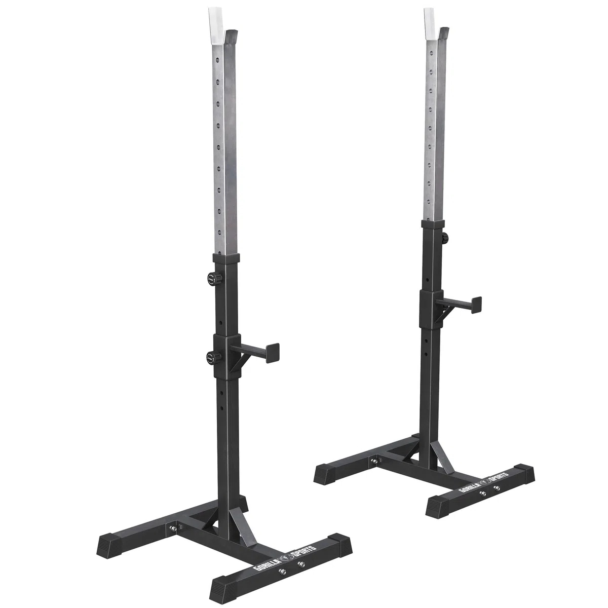 GORILLA SPORTS® Squat Rack – Verstellbar, 52 x 53 x 105–172 cm, Max. Belastbarkeit 500 kg, Schwarz – Langhantelständer, Langhantelablage, Power Rack, Stabiles Gestell, Hantelbank-Stütze, Halterungen