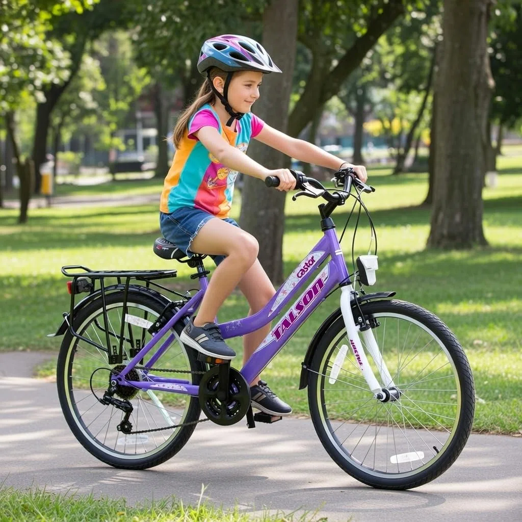 Talson 26 Zoll Mädchenfahrrad 21-Gang Shimano Schaltung mit Beleuchtung nach STVO Lila Doppelrahmen