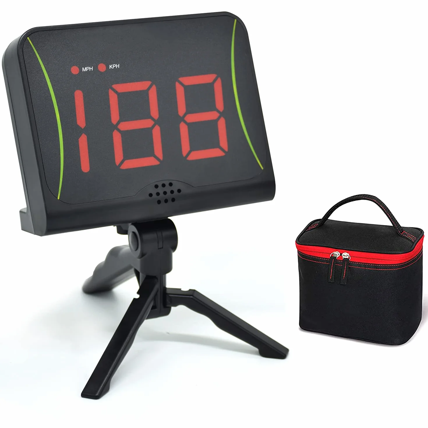 OYE Baseball Speed Radar Geschwindigkeitsmessgerät und Ballgeschwindigkeitsradar mit roter LED-Anzeige,Schussgeschwindigkeitsradar mit MPH-und KPH-Messung,freistehendes Radar für Hockey, Football