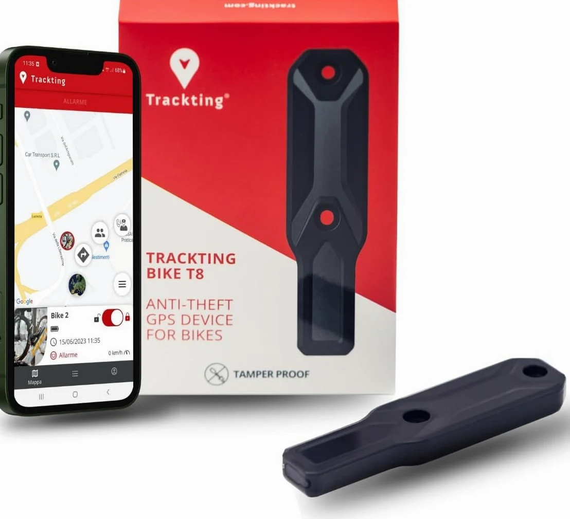 Trackting Bike T8 GPS Fahrrad Tracker Diebstahlschutz mit SIM-Karte Bewegungssensor USB-C Akku Echtzeit-Tracking