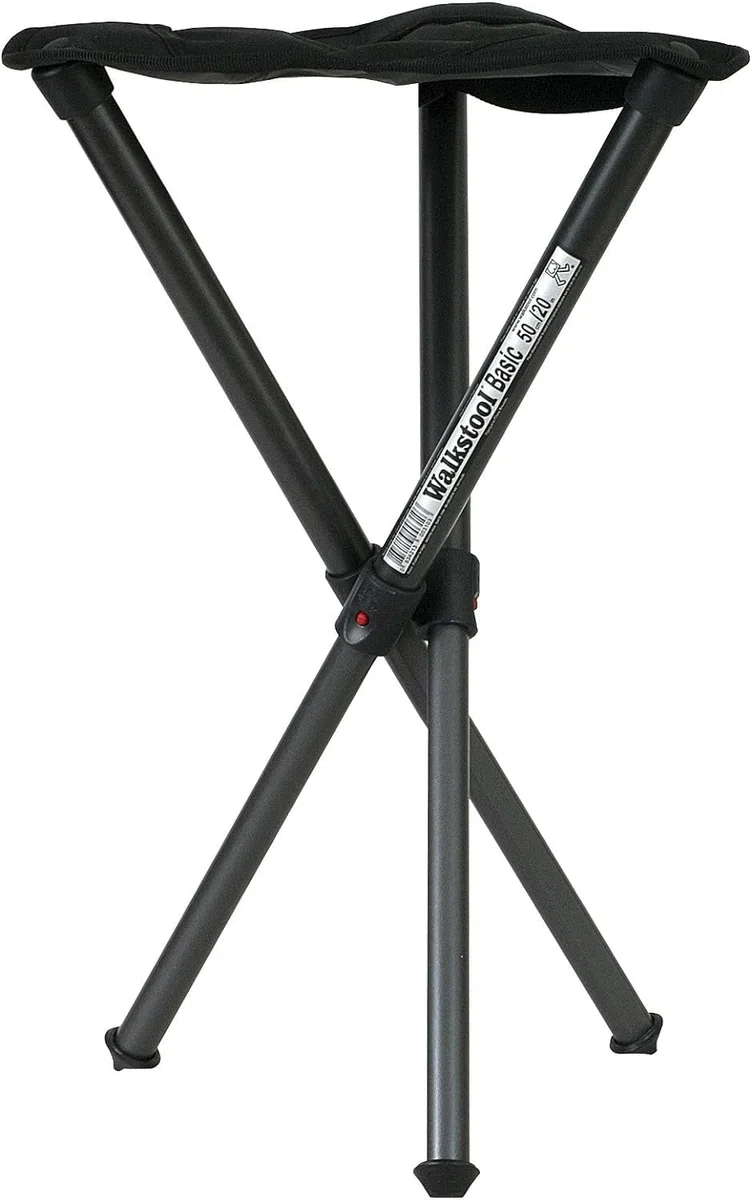 Walkstool - Modell Basic - 3-Beiniger Klapphocker aus Aluminium - Faltbar - 2 wählbare Modelle mit den festen Sitzhöhen 50 und 60 cm - Belastbar mit 150 Bis 175 kg - Hergestellt in Schweden