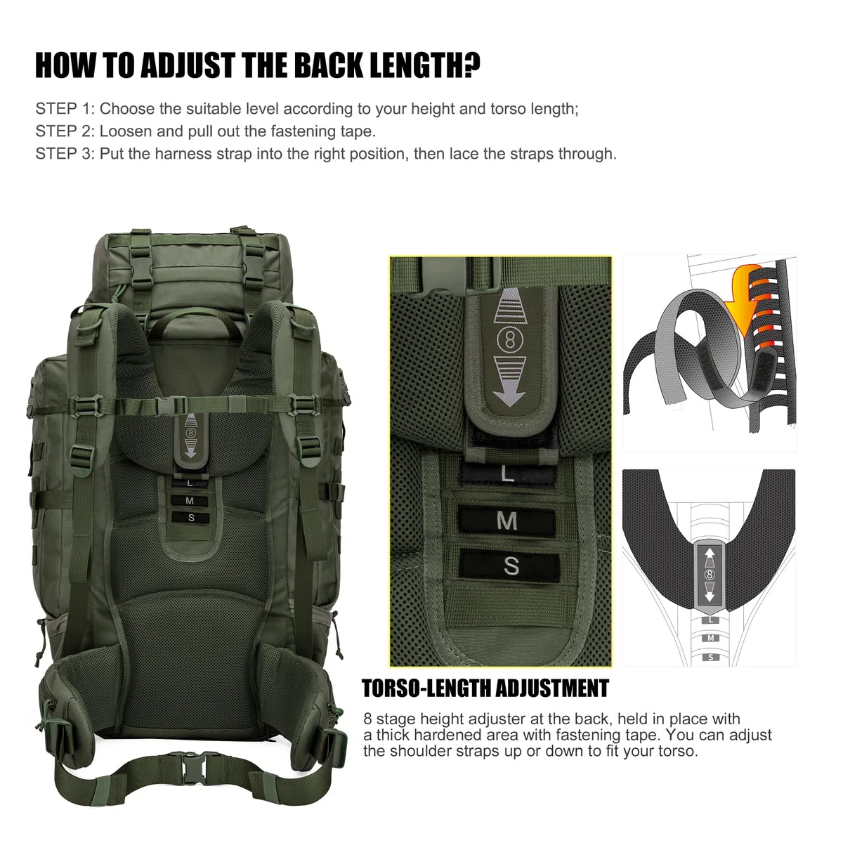 Mardingtop 70L Rucksack Wanderrucksack Trekkingrucksack Großer Taktischer Rucksack Herren mit Regenhülle Backpacking Rucksack für Camping Trekking Bergsteigen Outdoor Reise