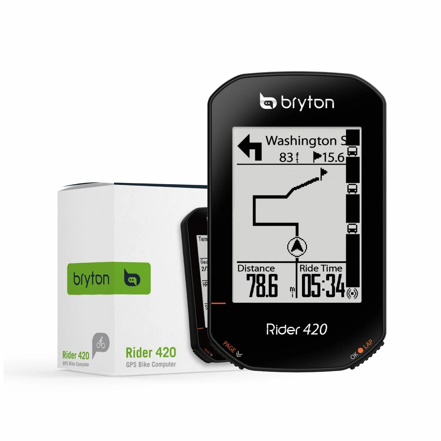 Bryton Rider 420 Kabelloser GPS-Fahrradcomputer mit Straßennamennavigation und Mehrsprachenunterstützung