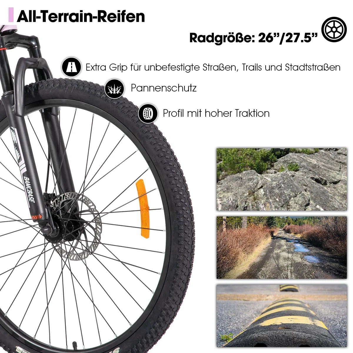 Hiland 26 27,5 Zoll Mountainbike, Herren Damen MTB mit Aluminiumrahmen, 21 Gänge Hardtail-Fahrrad für Erwachsene mit Scheibenbremse, Schwarz/Blau/Grün/Lila/Weiß