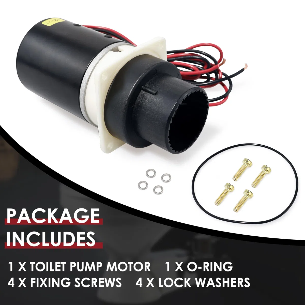 Ersatz für Jabsco 37072-0092 Marine Designer Serie und Quiet Flush Marine WC-Pumpe Montagesatz (12 Volt), kompatibel mit Jabsco Quiet Flush Toiletten Serie 37045, 37245, 37055, 37255,37075,37275