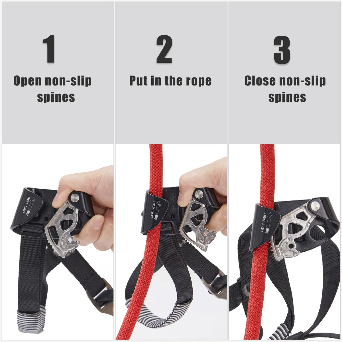 SOB Steigklemme Klettern Fußlift Rechts und Links für Bergsteigen, Klettern, Feuerrettung oder technischer Schutz Foot Ascender