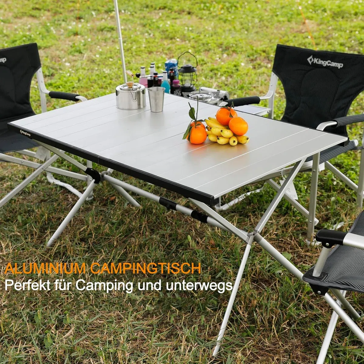 KingCamp Aluminium Campingtisch Klapptisch Couchtisch Gartentisch Tisch Leicht für 4-6 Personen