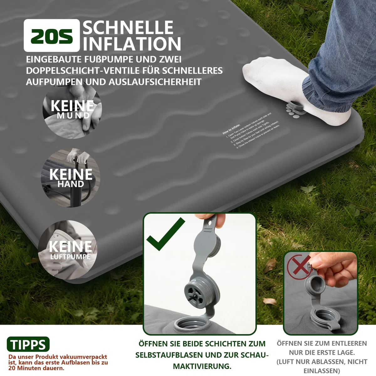 HiiPeak Isomatte R-Wert 9,5 – Extra Thermal Camping Matratze mit Kissen, Isolierte Luftmatratze aus Schaumstoff für Winter & Sommer, Bequeme Schlafmatte für Camping, Outdoor, Wandern & Zelt