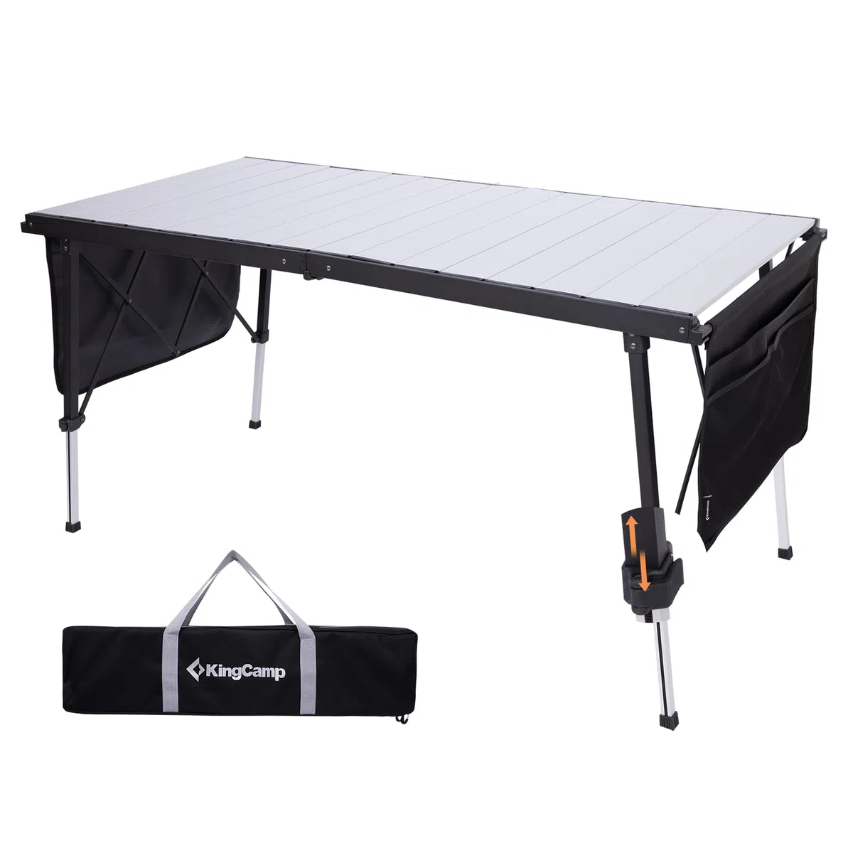 KingCamp Campingtisch Klappbar Extra Groß Höhenverstellbar, 140x70cm 48-70cm Mit Aufbewahrungstaschen, Leicht & Stabil Für Garten, Balkon & Outdoor