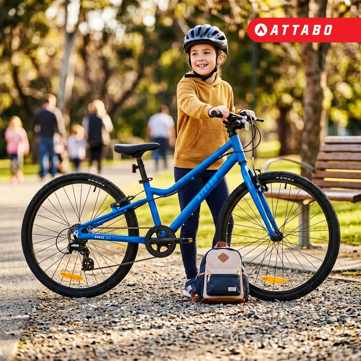 ATTABO Leichtes Fahrrad für Alltag und Touren – Jugendfahrrad – Aluminium – 24 Zoll Blau – Für Jungen und Mädchen